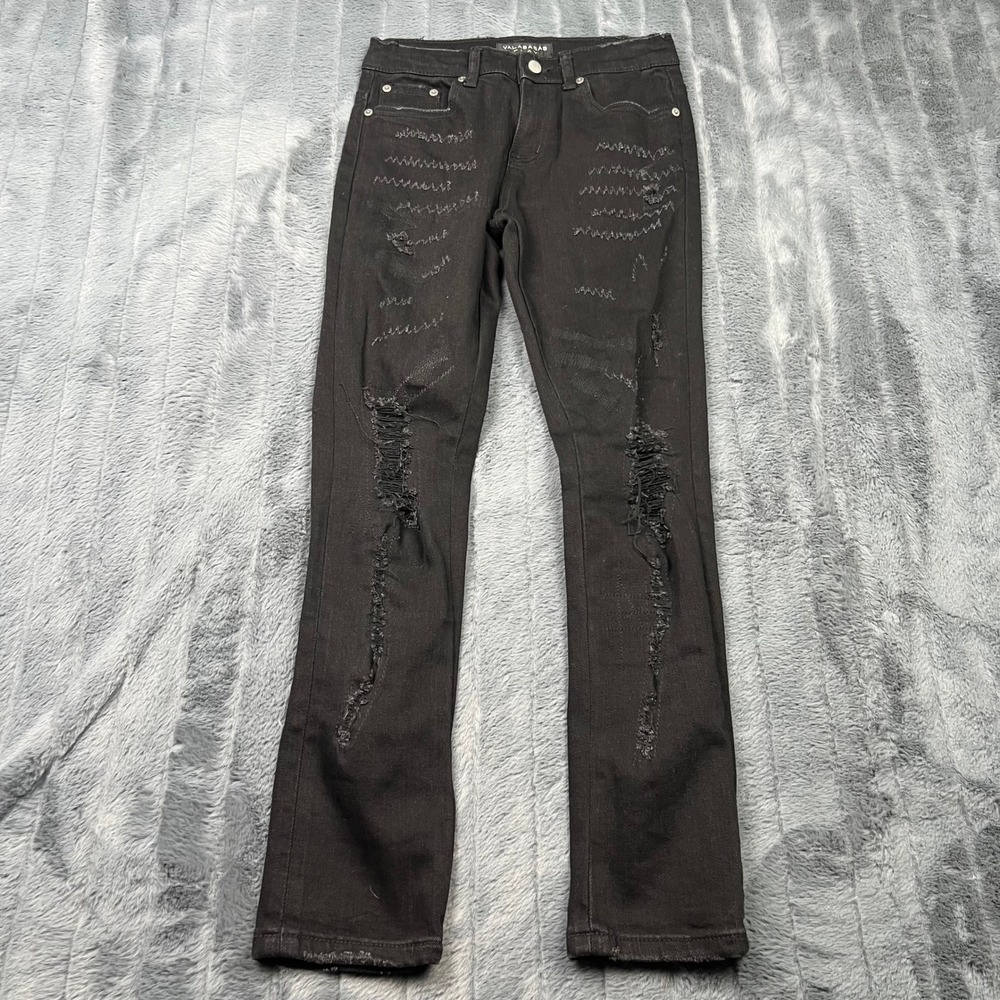 Valabasas PLA Womens Black Distressed Ripped Slim Denim Jeans Size 10 Distressed